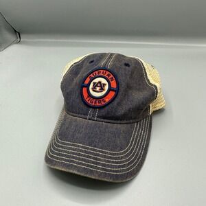 Legacy Auburn Tigers Mens Trucker Hat Navy Blue Tan Mesh Snapback Baseball Cap